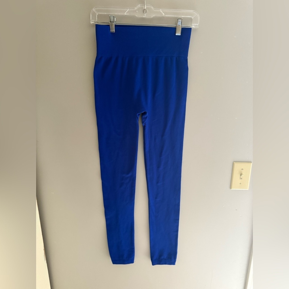 New Mix Fleece Lined Base Layer Leggings Womens SZ S Royal Blue Stretch Outdoor
